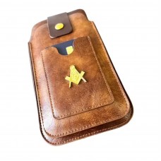 Masonic Brown Leather Phone Case With Cardholder
